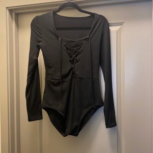 Black lace up body suit